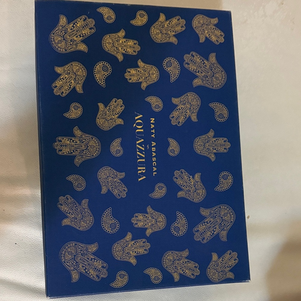 Aquazzura Blue Box with Gold Paisley Design